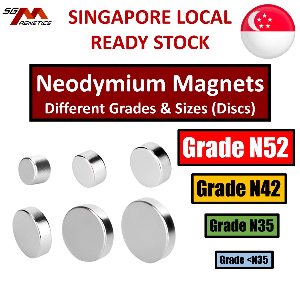 N52 N50 Neodymium Disc Magnets of Different Grades & Sizes N35 N42 N45 N48 Strong SG Magnetics Science
