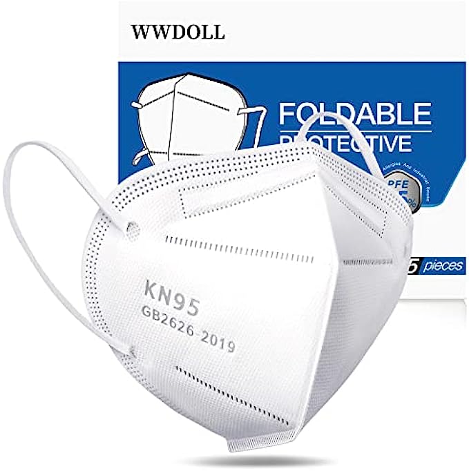 WWDOLL KN95 Face Mask 25 Pack, 5-Layers Breathable KN95 Masks, White