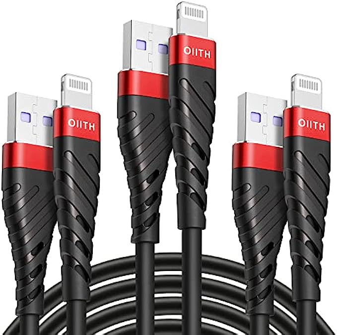 Apple MFi Certified iPhone Charger Cable 6Ft, OIITH 3Pack Long Lightning Charging Cord, Fast 2.4A iPhone USB Cord Compatible with iPhone12/11/XS/Max/XR/X/8/8P/7P/6/iPad